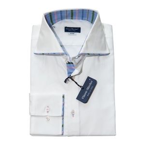 Designer Shirt for Men, Made in Italy,  Size  15 3/4 40, White , Slim Fit
